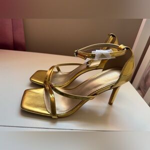 Othr Metallic Gold Strappy High Heel Sandals